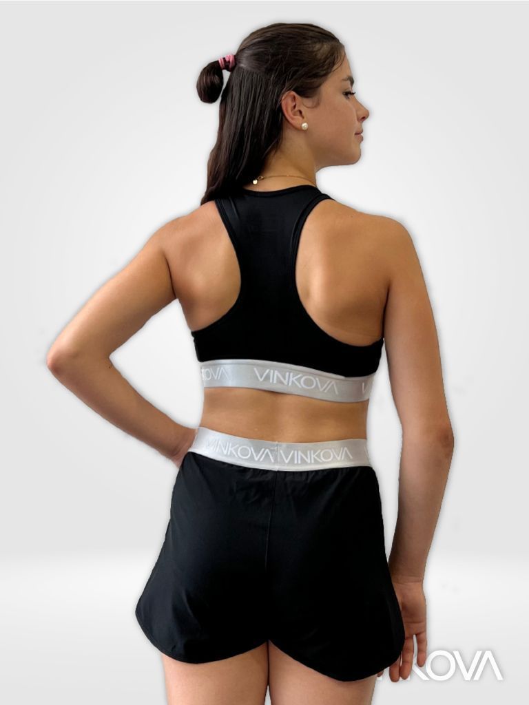 Vinkova Gymnastik-Top Schwarz mit Band