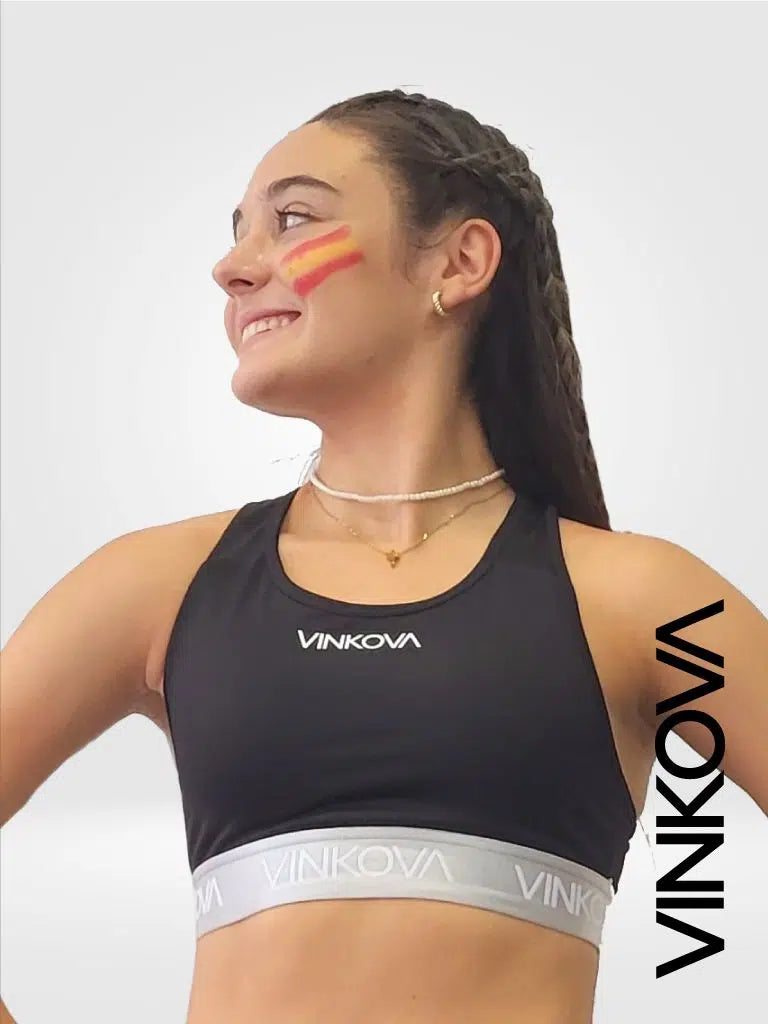 Vinkova Gymnastik-Top Schwarz mit Band