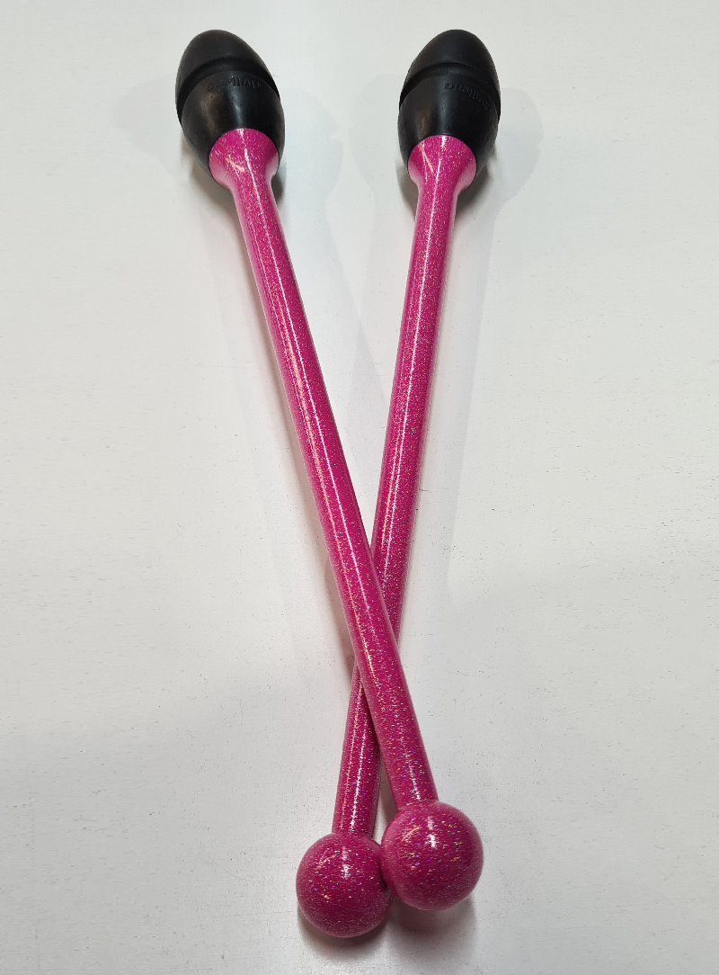 Mazas rítmica Dvillena & Vinkova fucsia brillo y negro engarzables