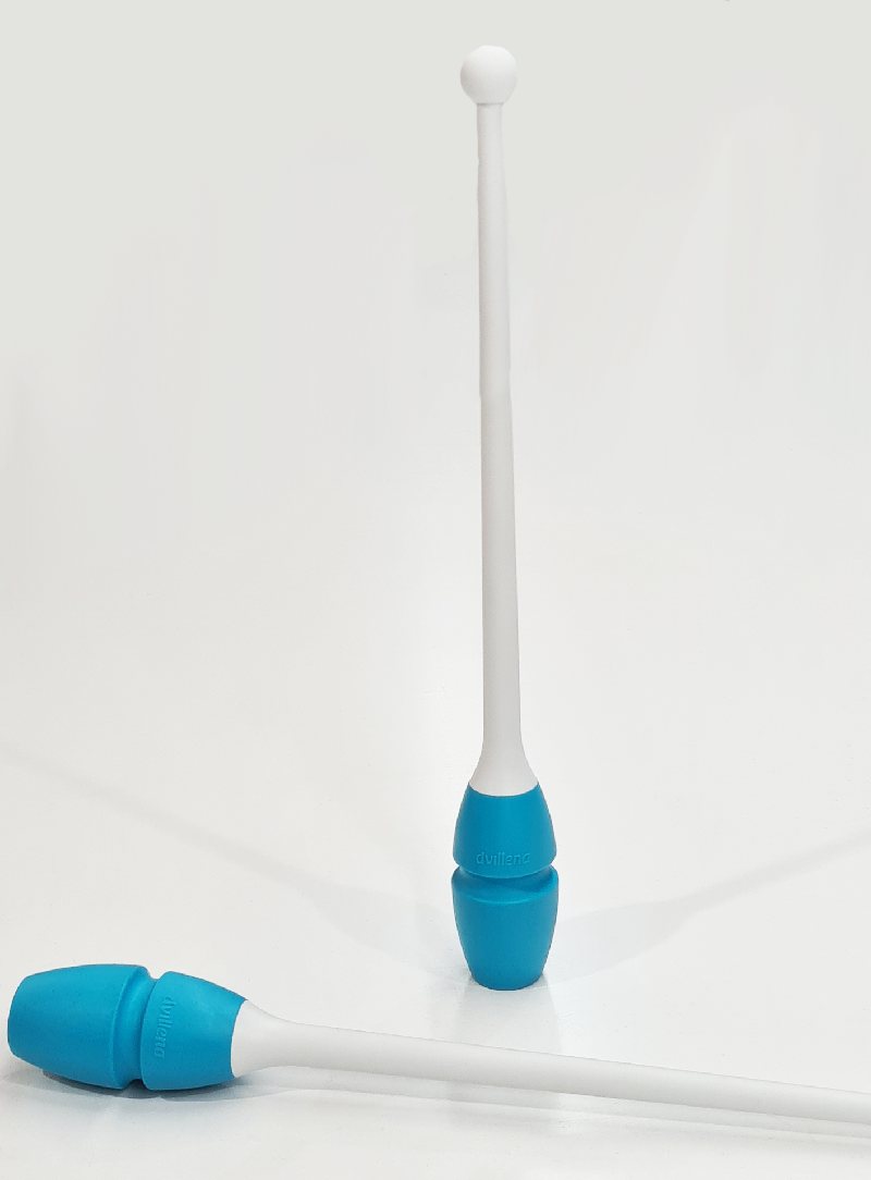 Juego de mazas Dvillena & Vinkova engarzables blancas con cabeza azul.