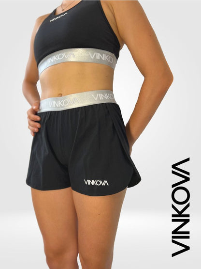 Vinkova Gymnastik-Top Schwarz mit Band