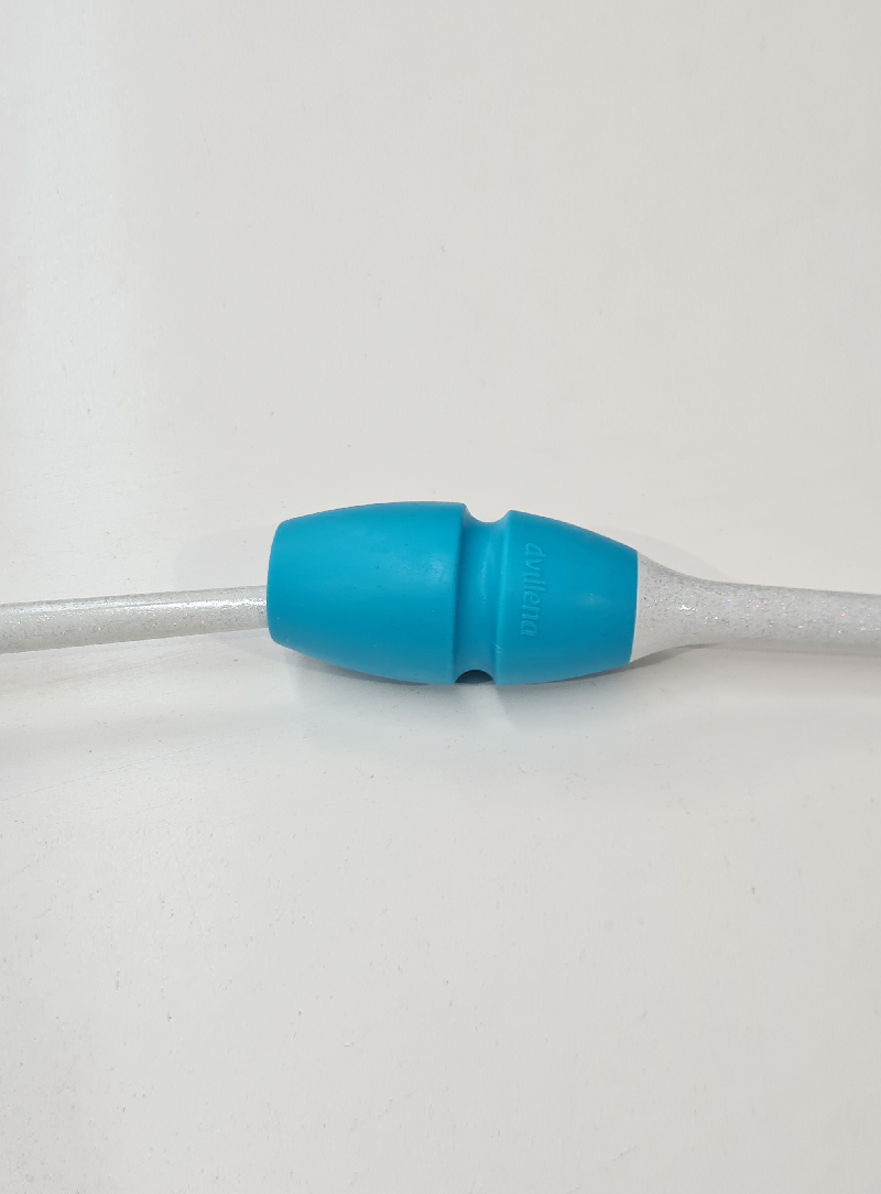 Mazas rítmica Dvillena & Vinkova blanco brillo y turquesa engarzables