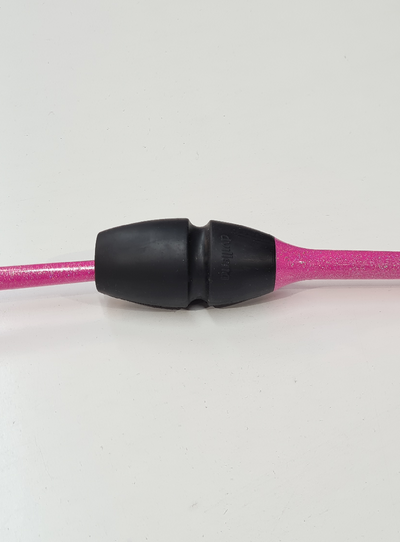 FIG-zertifizierte Wettkampfkeulen 41 cm in Fuchsia Glitzer und Schwarz.