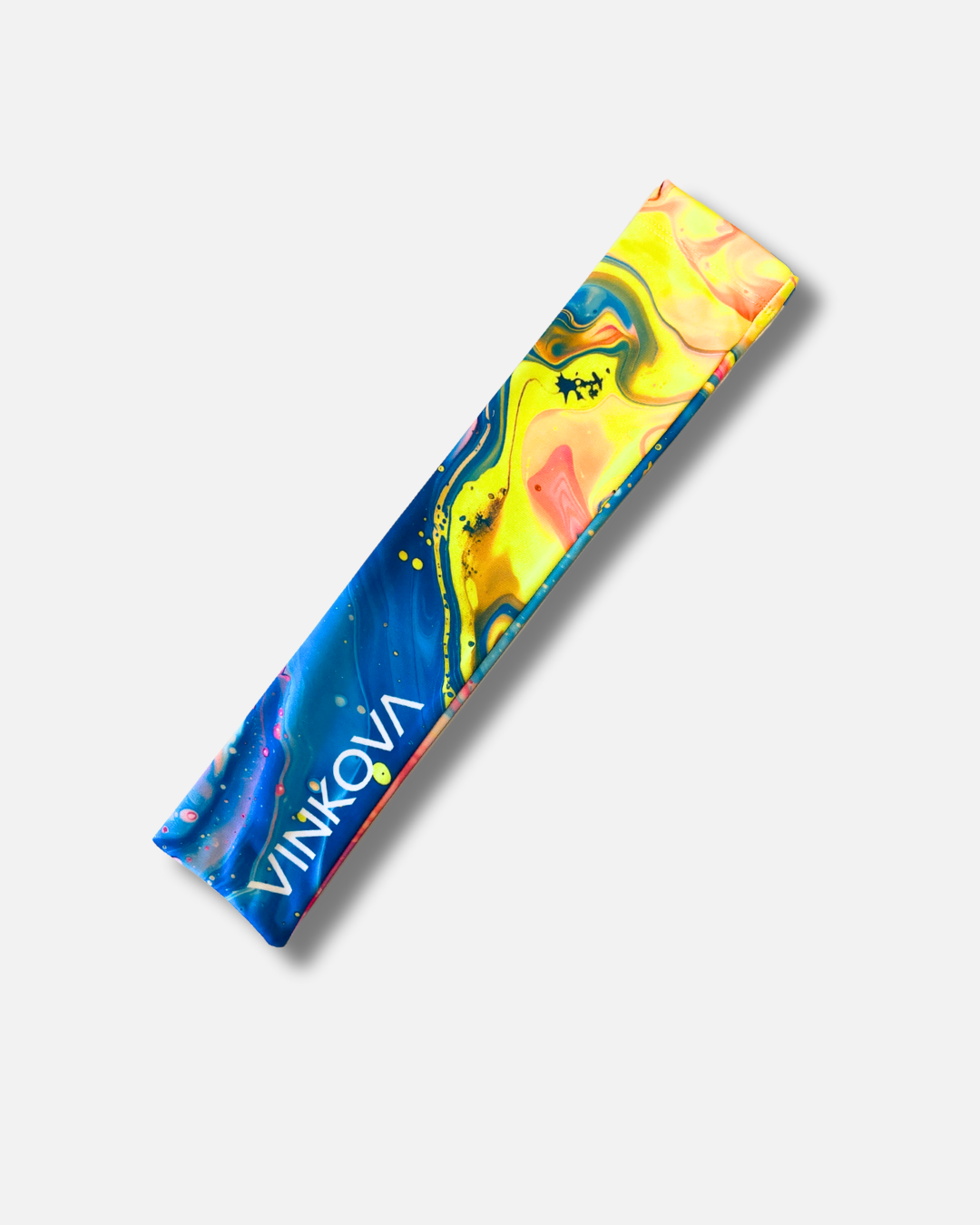 Lange Vinkova Keulenhülle Roxy, Muster in blau und gelb und Logo.