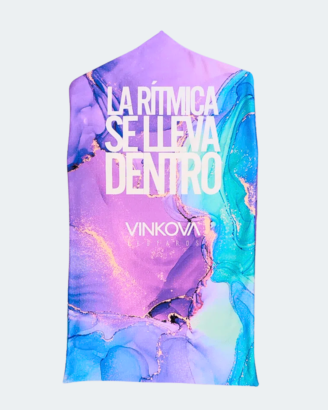 Vinkova RSG-Anzughülle Liria, Muster in rosa, violett und blau, Seite mit Schriftzug.