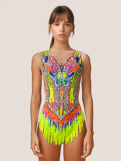 Jasmine – Rhythmischer Gymnastikanzug TURBO FLUOR