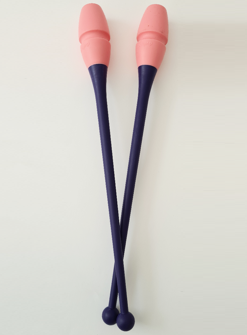 Mazas de gimnasia rítmica engarzables azul marino navy y celeste para entrenamiento y competición.