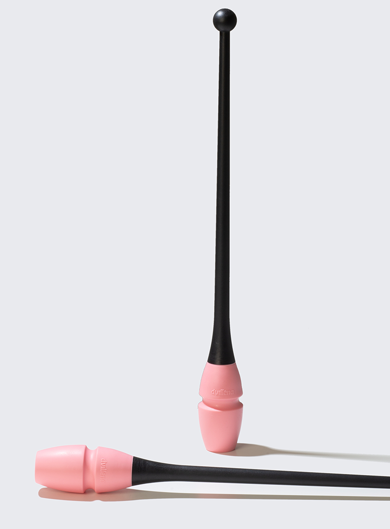 Juego de mazas Dvillena & Vinkova engarzables cuerpo negro y cabeza rosa.