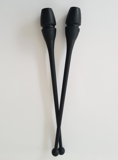Ineinandersteckbare Keulen für Rhythmische Sportgymnastik in Schwarz, 41 cm und 45 cm.